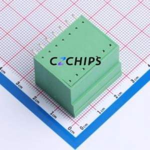 ZX-DGRH-3.81-7P Plug-in Terminal Block Bent Lead Through Hole,P=3.81mm Board-to-Board / Socket - Closed 2x7P 3.81mm Green - Product Image 2