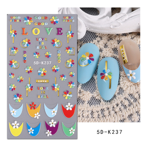 Venta caliente 5D Flower Nail Sticker French <span class=keywords><strong>Daisy</strong></span> Colorful Nail Art Sticker - Product Image 4