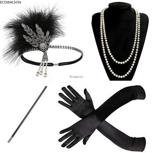 1920er Jahre Flapper Gatsby Kostüm zubehör Set 20er Jahre Flapper Stirnband Perlenkette Handschuhe Zigaretten halter Kostüm Requisiten - Product Image 5