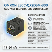 Controlador de Temperatura Digital PID E5CC-QX2DSM-800 con Pantalla LED, Control PID Preciso, 24V AC/DC Opcional, RS-485 Modbus-RTU EEPROM