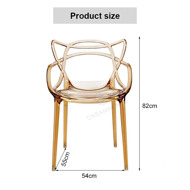 Venta al por mayor Hotel restaurante muebles de exterior Silla de comedor resina moderna PVC PC silla apilable para jardín