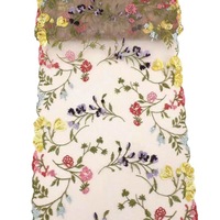 Français 3D Broderie Maille Dentelle Double Vague Gamme Complète Multicolore Plante Fleur Brodé Soutien-Gorge Sous-Vêtements Vêtement Dentelle Tissu