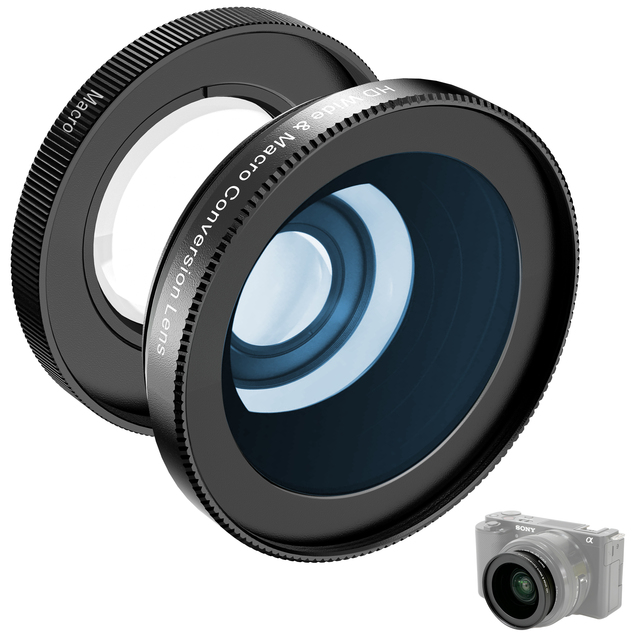 IBOOLO 40.5MM  Wide Angle Macro 2 in 1 Lens for SONY ZV-E10 ZV1F A5000 A6000 Series