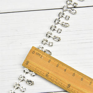 Cadena de diamantes de imitación de cristal transparente, adorno de borlas cortas, accesorios de ropa, apliques de cristal de ojo de <span class=keywords><strong>caballo</strong></span> <span class=keywords><strong>blanco</strong></span>, decoración de zapatos artesanal - Product Image 2