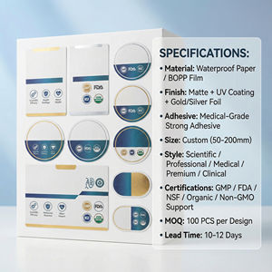 Индивидуальная этикетка для БАД, соответствующая стандартам GMP, водонепроницаемая наклейка медицинского класса для упаковки витаминов и таблеток - Product Image 3