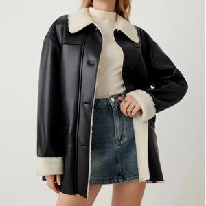 Chaqueta de Cuero PU para Mujer, Diseño OEM, Otoño 2025, Nueva Moda, Casual, Manga Larga, Cuello Solapa, Versátil - Product Image 1