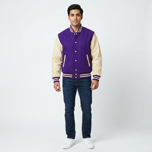 Blouson universitaire d'hiver pour homme FINER THREADS, 100 % coton respirant, brodé, col montant, coupe décontractée - Product Image 1