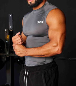 Canottiere da ginnastica in poliestere Spandex con colletto alto da <span class=keywords><strong>uomo</strong></span> personalizzate canottiere senza maniche per <span class=keywords><strong>sport</strong></span> da Fitness di migliore qualità - Product Image 2