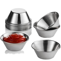 Petites coupelles à sauce 1,5 oz, coupelles à sauce en acier inoxydable de qualité commerciale, coupelles individuelles pour condiments/portionneuses/ramequins