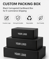 Boîte en carton ondulé noir personnalisée imprimée pour l'expédition e-commerce, boîte d'expédition recyclable, fourniture d'usine OEM avec logo