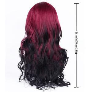 Perruque longue bouclée Ruili avec frange latérale, couleur dégradée, cheveux synthétiques pour toute la tête, ligne de cheveux naturelle pour femmes - Product Image 3