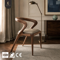 Chaise de Salle à Manger Luxe Moderne Elefante en Bois et Cuir, Siège en Cuir Résistant pour Villa, Chaises en Bois Massif pour Maison