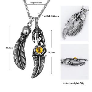 Collar de acero de titanio Gojo Goro Big Claw Feather Devil's Eye INS Hip Hop Vintage Collar Hombre - Product Image 2