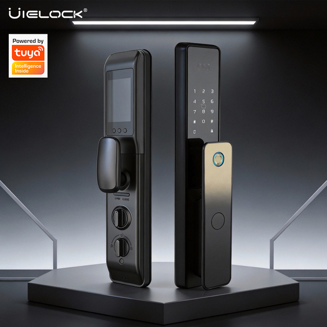 Hot-selling 3D Face Recognition Smart Door Lock with Palm Vein Fingerprint Unlock IC Card WiFi APP Security Camera for Wood Door