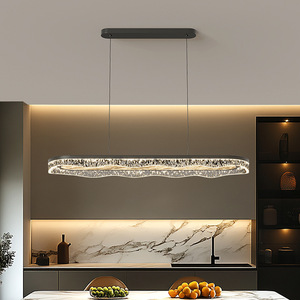 Lampadario <span class=keywords><strong>a</strong></span> <span class=keywords><strong>Sospensione</strong></span> Moderno Personalizzato in Acrilico Ondulato, Lampada dal Design Lineare con Altezza Regolabile per Sala da Pranzo e Isola <span class=keywords><strong>Cucina</strong></span> - Product Image 1