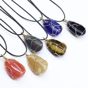 Pendant Necklaces Beautiful Natural Stone Necklaces Handmade Pendants Wire Wrap Chakra Amethyst Pendant Men And Women Jewelry