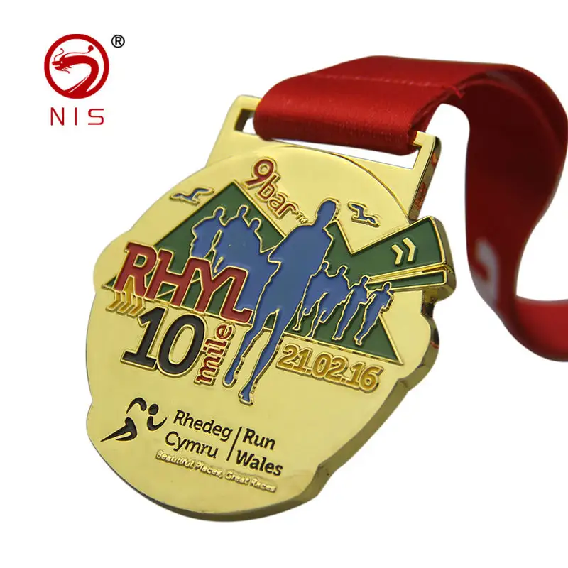 Medaglia in metallo pressofusione sportiva maratona di souvenir in oro 3D