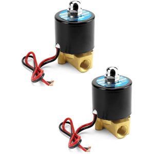 QWORK – électrovanne électrique en laiton 1/4 NPT, 12VDC, normalement fermée, pour eau, air, gaz, huile, carburant, paquet de 2 - Product Image 1