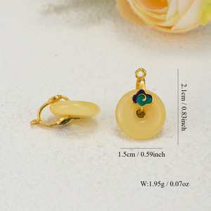 Pendentifs Thème Printemps 2024 : Pendentif Gourde en Alliage Imitation Jade Hetian avec Émail Motif Nuage Auspicieux – Idéal Cadeau - Product Image 2