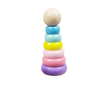 Juguete Educativo de Torre de Arcoíris para Niños, Directo de Fábrica, 40 Piezas, Animales, Tema de la Naturaleza, Color Macaron, Madera Yunhe - Product Image 1