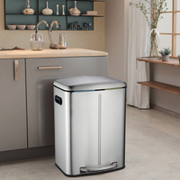 Vente en gros 10 gallons 40L acier inoxydable bureau à domicile grande poubelle de cuisine domestique structure à pédale couvercle de conteneur de stockage