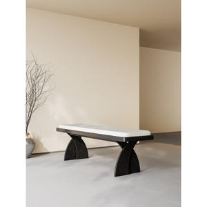 Banc en bois massif avec coussin pour chambre à coucher, salle de maquillage, tabouret à chaussures, design durable et polyvalent - Product Image 3