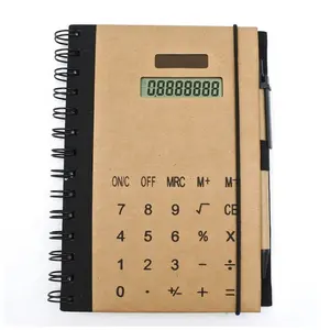 Promotionele Logo 8 Cijfers Solar Elektronische Notepad Rekenmachine Met Pen Notebook Rekenmachine