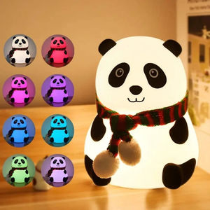 Lámpara Nocturna Panda con Control Táctil, Lámpara de Silicona Suave para Niños, Bebés, Dormitorio, Mesita de Noche, Recargable por USB, 7 Colores Cambiantes - Product Image 1