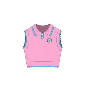 <span class=keywords><strong>Gilet</strong></span> en tricot court de couleur rose de haute qualité personnalisé en usine pour fille, été, matière acrylique, haut en tricot - Product Image 1