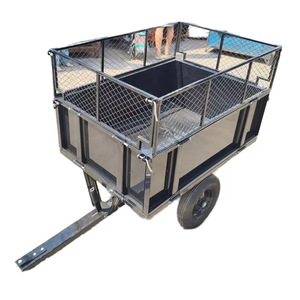 Remorque de VTT Chariot à benne basculante en acier Remorque utilitaire pour pelouse et jardin Remorque avec remorquage robuste derrière les chariots et côtés amovibles - Product Image 1
