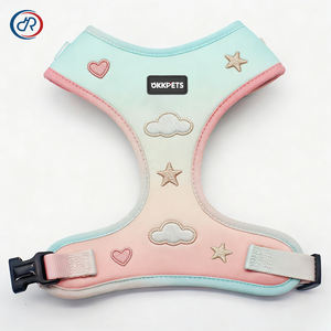 パーソナライズドッグハーネスセット カスタムデザイン 刺繍入りドッグハーネス 首輪 リードセット ステップイン パピーハーネス 犬用品 - Product Image 2