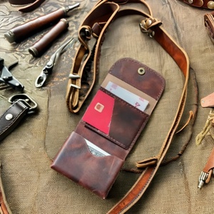 Portefeuille fin antivol en cuir véritable Boshiho Vintage, porte-cartes, étui fin pour cartes, utilisation quotidienne unisexe. - Product Image 3