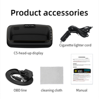 WiiYii C5 HUD GPS Navigation Speedometer OBD2 Scanner Écran LED 3,5 pouces USB-C Noir Outil de diagnostic Adaptation universelle Garantie 2 ans