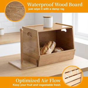 Wooden Multi-purpose <b>Kitchen</b> Storage Box With <b>Paper</b> Towel Holder And Vegetable Rack For Bread And Spices - Product Image 5