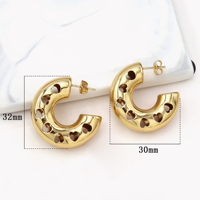 Boucles d'oreilles en acier inoxydable, perles irrégulières en forme de U, boucles d'oreilles féériques pour femmes, accessoires plaqués or, bijoux tendance
