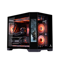 Boîtier PC de bureau Zeromaster Mid Tower panoramique en verre trempé, cabinet CPU MATX, refroidissement, boîtier d'ordinateur de jeu avec écran LCD
