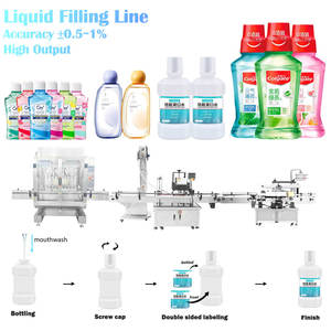 Ligne de production de remplissage de rinçage automatique complet Remplisseur de rince-bouche Étiqueteuse double face Capsuleuse rotative pour bouteilles de 50ml-1000ml Personnalisable - Product Image 1