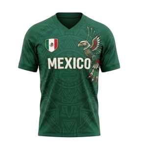 Maglia sportiva del Messico – Maglietta da calcio verde con design dell'aquila azteca e stemma - Product Image 1