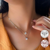 Collier pendentif en argent sterling 925 avec moissanite ronde D Color VVS1 1 carat, taille brillant, passe le testeur de diamant, sertissage clos