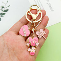Soododo Série Saint-Valentin transfrontalière Porte-clés en alliage avec pendentif cœur, goutte d'huile et rose, Breloque de sac tendance style femme de bureau