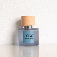Vaporisateurs en verre vides personnalisés pour parfums autocollant avec bouchon en bois 30ml 50ml 100ml
