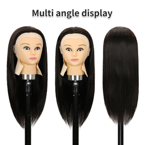 Têtes de mannequin 100 % cheveux humains pour la formation des coiffeurs, modèles de perruques lisses pour la pratique des coiffures, pour la coupe et le tressage des cheveux - Product Image 5