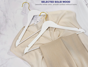 Luxury Custom Gold <b>Hook</b> Boutique Solid Wood White Non Slip Wedding Clothing Hangers - Product Image 5