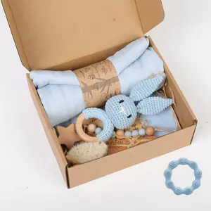 Jouet en bois dentition bébé douche Bundle nouveau-né coffret cadeau, sexe neutre coffret cadeau