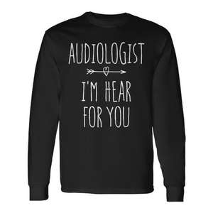 Camiseta de manga larga con la frase 'Audiólogo' para audiología, camiseta promocional de audiológica - Product Image 1