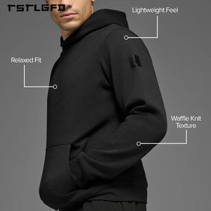 Sudadera con capucha tipo waffle personalizada para hombre, ecológica, de punto texturizado, con bolsillo canguro. - Product Image 4