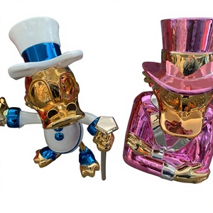 Figura Decorativa <span class=keywords><strong>de</strong></span> Pato Donald con Bolsa <span class=keywords><strong>de</strong></span> Dinero, Estilo Moderno, Cromada, 40cm, 60cm, 80cm, Dos Bolsas, Resina, Decoración para el Hogar, Modelo AISY M-22, Artículo Coleccionable - Product Image 4