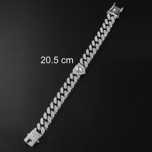 Nueva Innovación en Joyería: Pulsera de Cadena Cubana con Corazón, Estilo Hiphop para Hombre, Venta al Por Mayor - Product Image 4