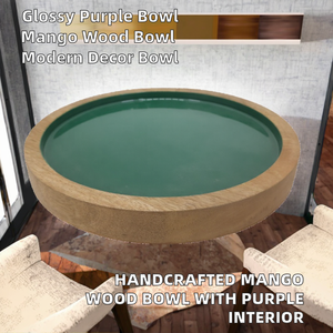 Mini Plato de Servir Ecológico de Madera Natural de Mango y Acacia con Resina Epoxi, Interior Verde Brillante, Tazón Decorativo para Fiestas - Product Image 2