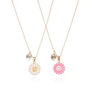 Fashionable Zinc Alloy Enamel Jewelry Set for Kids Imitation Sunflower Necklace set